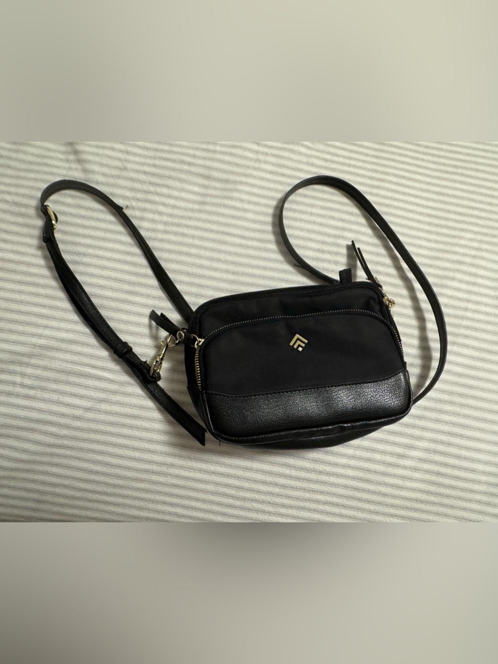 ALLANCIA Black Crossbody Bag with Gold Accent - Women's Shoulder Purse